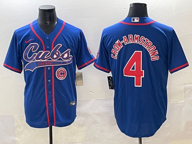 Men 2025 Chicago Cubs #4 Crow-Armstrong Blue Joint Name Nike MLB Jersey style 6->chicago cubs->MLB Jersey